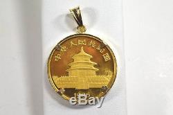 1985 China 1 Ounce Fine Gold Panda Coin. 999 Fineness in 14k Yellow Gold Pendant