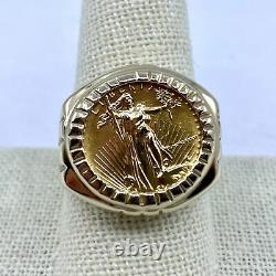 1986 1/10 Oz Fine Gold 5 Dollar American Gold Eagle Coin Ring Fine 14k Gold