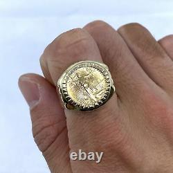 1986 1/10 Oz Fine Gold 5 Dollar American Gold Eagle Coin Ring Fine 14k Gold