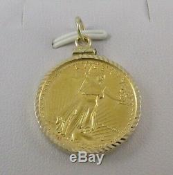 1986 $10 American Gold Eagle 1/4 Oz Fine Gold Coin 14kt Yellow Gold Pendant