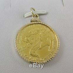 1986 $10 American Gold Eagle 1/4 Oz Fine Gold Coin 14kt Yellow Gold Pendant