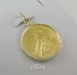 1986 $10 American Gold Eagle 1/4 Oz Fine Gold Coin 14kt Yellow Gold Pendant