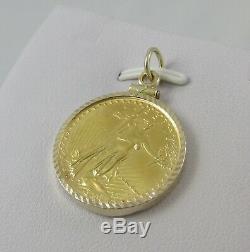 1986 $10 American Gold Eagle 1/4 Oz Fine Gold Coin 14kt Yellow Gold Pendant