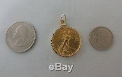 1986 $10 American Gold Eagle 1/4 Oz Fine Gold Coin 14kt Yellow Gold Pendant