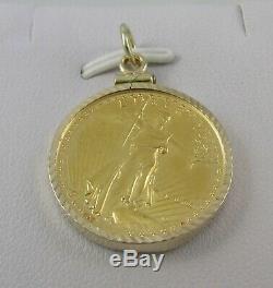 1986 $10 American Gold Eagle 1/4 Oz Fine Gold Coin 14kt Yellow Gold Pendant