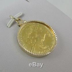 1986 $10 American Gold Eagle 1/4 Oz Fine Gold Coin 14kt Yellow Gold Pendant