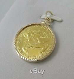 1986 $10 American Gold Eagle 1/4 Oz Fine Gold Coin 14kt Yellow Gold Pendant