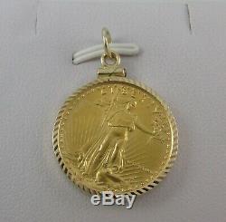 1986 $10 American Gold Eagle 1/4 Oz Fine Gold Coin 14kt Yellow Gold Pendant