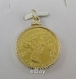 1986 $10 American Gold Eagle 1/4 Oz Fine Gold Coin 14kt Yellow Gold Pendant