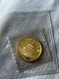 1986 10 Yuan Chinese Panda 1/10 Oz. 999 Fine Gold Coin in Plastic Pouch