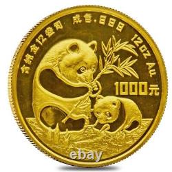 1986 12 oz Chinese Proof Gold Panda 1000 Yuan. 999 Fine (withBox & COA)