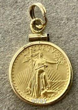 1986 22k Fine Gold 1/10 oz Lady Liberty Coin with14k Bezel FIRST YEAR PRODUCED