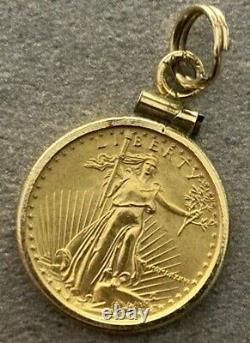 1986 22k Fine Gold 1/10 oz Lady Liberty Coin with14k Bezel FIRST YEAR PRODUCED