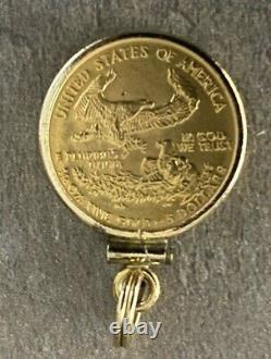1986 22k Fine Gold 1/10 oz Lady Liberty Coin with14k Bezel FIRST YEAR PRODUCED