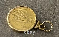 1986 22k Fine Gold 1/10 oz Lady Liberty Coin with14k Bezel FIRST YEAR PRODUCED