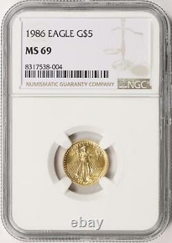1986 $5 Gold American Eagle 1/10oz NGC MS69.9167 Fine 1986 $5 Gold American Eagle 1/10oz NGC MS69.9167 Fine