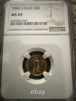 1986 $5 Gold American Eagle 1/10oz NGC MS69.9167 Fine 1986 $5 Gold American Eagle 1/10oz NGC MS69.9167 Fine
