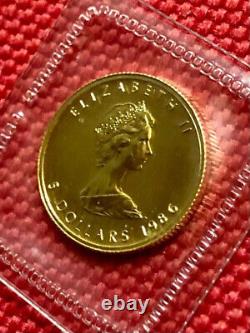 1986 Canada 1/10 oz 9999 Fine Gold Maple Leaf $5 Coin BU / Mint Sealed