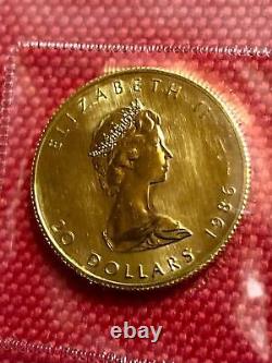 1986 Canada 1/2 oz Fine Gold Maple Leaf $20 BU Coin Sealed First Year Issue