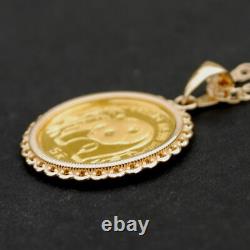 1986 China 1/20 Oz. 9999 Fine Gold Panda BU Unc Coin 14K Yellow Gold Necklace