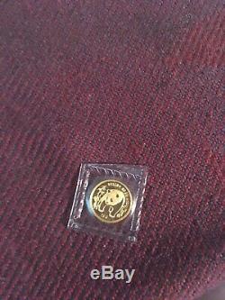 1986 China 1/20th oz 5 yuan Gold Panda Coin. 9999 Fine Gold, Mint Sealed