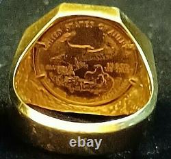 1986 Fine Gold 5 Dollar American Gold Eagle Coin Ring Fine 14k Gold. 4 oz size10