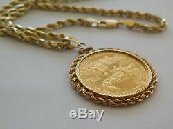 1986 Fine Gold American Eagle Coin 14 K Gold Bezel Pendant 20'' -14k Gold Chain