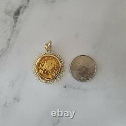 1986 Fine Gold Panda Coin Necklace 1/25oz gift for him, her, antique, vintage