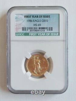 1986 First Year of Issue Gold American Eagle G$10 NGC MS 69 Fine Gold Coin