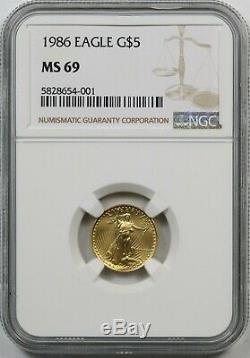 1986 Gold Eagle $5 NGC MS 69 Tenth-Ounce 1/10 oz Fine Gold