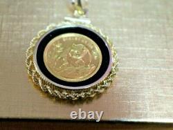 1986 Panda Gold coin 1/20 AU 999 Fine Gold issued PRC & 14 KT Bezel Pendant