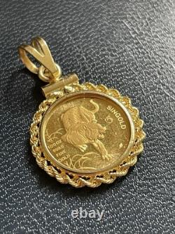 1986 Singapore 1/20 Proof Gold 5 Singold Tiger 999.9 fine! 14K Pendant