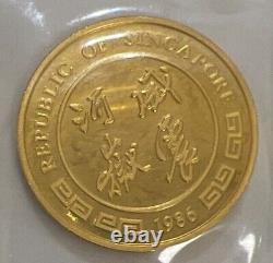 1986 Singapore 100 Singold 1 oz 999.9 Fine Gold Coin