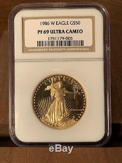 1986 W $50 American Gold Eagle NGC PF69 Tan Label. 9999 Fine G$50