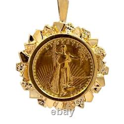 1987 1/10 Oz Walking Liberty Fine Gold Coin Framed 14K Gold Pendant J1088 1987 1/10 Oz Walking Liberty Fine Gold Coin Framed 14K Gold Pendant J1088