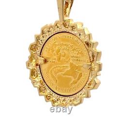 1987 1/10 Oz Walking Liberty Fine Gold Coin Framed 14K Gold Pendant J1088 1987 1/10 Oz Walking Liberty Fine Gold Coin Framed 14K Gold Pendant J1088