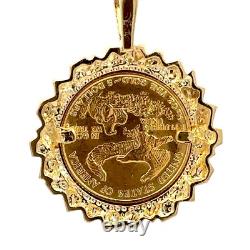 1987 1/10 Oz Walking Liberty Fine Gold Coin Framed 14K Gold Pendant J1088 1987 1/10 Oz Walking Liberty Fine Gold Coin Framed 14K Gold Pendant J1088