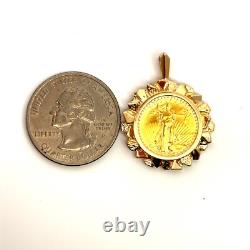 1987 1/10 Oz Walking Liberty Fine Gold Coin Framed 14K Gold Pendant J1088 1987 1/10 Oz Walking Liberty Fine Gold Coin Framed 14K Gold Pendant J1088