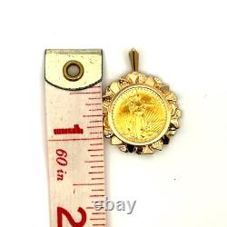 1987 1/10 Oz Walking Liberty Fine Gold Coin Framed 14K Gold Pendant J1088 1987 1/10 Oz Walking Liberty Fine Gold Coin Framed 14K Gold Pendant J1088