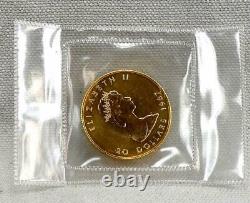 1987 1/2 Ounce. 9999 Fine Gold Canadian Maple Leaf $20 Coin! Still Sealed