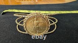 1987 $50 US Dollar Gold Coin 1 OZ Fine Gold Set In 14K Bracelet Jewelry