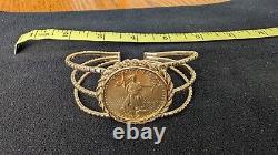 1987 $50 US Dollar Gold Coin 1 OZ Fine Gold Set In 14K Bracelet Jewelry