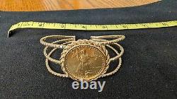 1987 $50 US Dollar Gold Coin 1 OZ Fine Gold Set In 14K Bracelet Jewelry