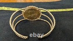 1987 $50 US Dollar Gold Coin 1 OZ Fine Gold Set In 14K Bracelet Jewelry