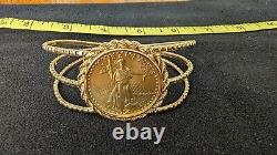 1987 $50 US Dollar Gold Coin 1 OZ Fine Gold Set In 14K Bracelet Jewelry