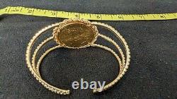 1987 $50 US Dollar Gold Coin 1 OZ Fine Gold Set In 14K Bracelet Jewelry