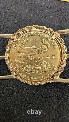 1987 $50 US Dollar Gold Coin 1 OZ Fine Gold Set In 14K Bracelet Jewelry