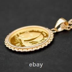 1987 China 1/20 Oz. 9999 Fine Gold Panda BU Unc Coin 14K Yellow Gold Necklace