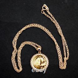 1987 China 1/20 Oz. 9999 Fine Gold Panda BU Unc Coin 14K Yellow Gold Necklace