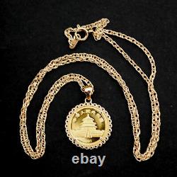 1987 China 1/20 Oz. 9999 Fine Gold Panda BU Unc Coin 14K Yellow Gold Necklace